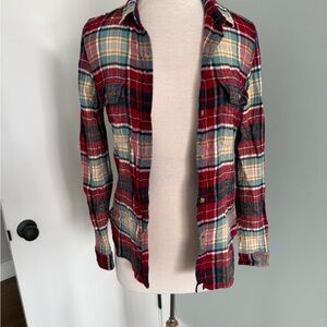 American Eagle Outfitters Red and Blue Plaid Flannel